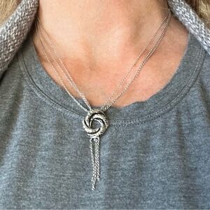 Algerian Love Knot 16” necklace. Swirl designs in sterling silver.
